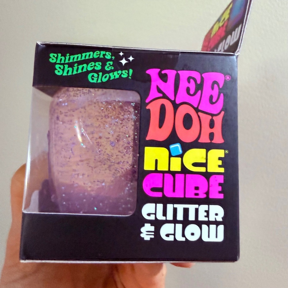 NeeDoh Nice Cube Glitter Glow Squishy Toy‎ Purple Nee Doh Fidget Schylling NEW - Picture 4 of 6